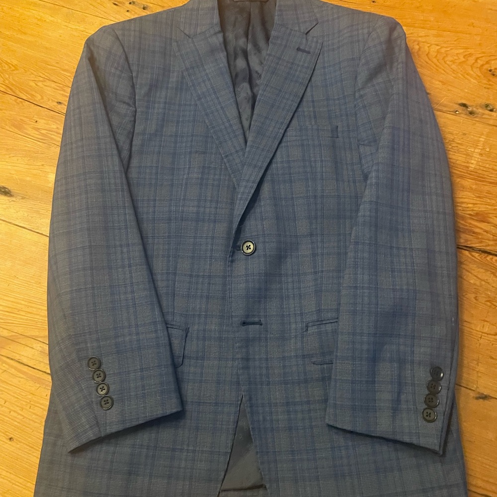 Men's Blue Plaid 2 piece suit